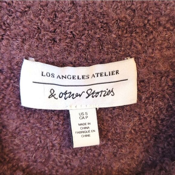 & Other Stories Women's Maroon Alpaca Blend Cropped Mock Neck Sweater Size S - Picture 3 of 7